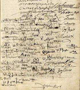 Signatures et marques d'une délibération consulaire en 1663